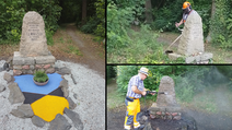 arbeiten am gedenkstein
