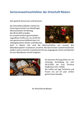 Seniorenweihnachtsfeier der Ortschaft Röcken 2025