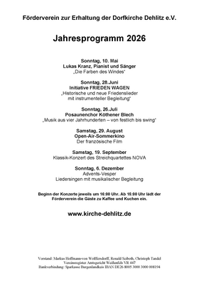 Förderverein Dehlitz Jahresprogramm 2026